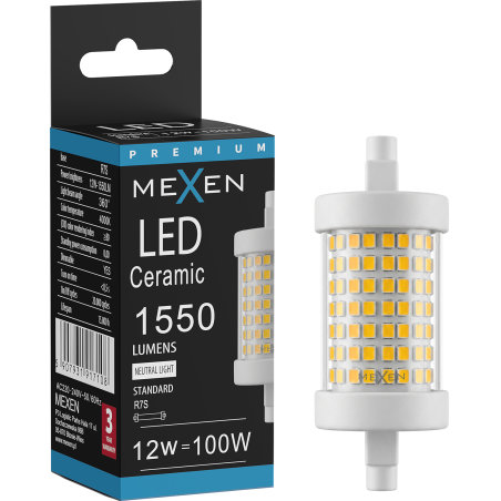 Mexen Vega Dimmable LED Bulb R7S, 12W, Neutral - 4000K, 1550 lm - L125-R7S-1240-01