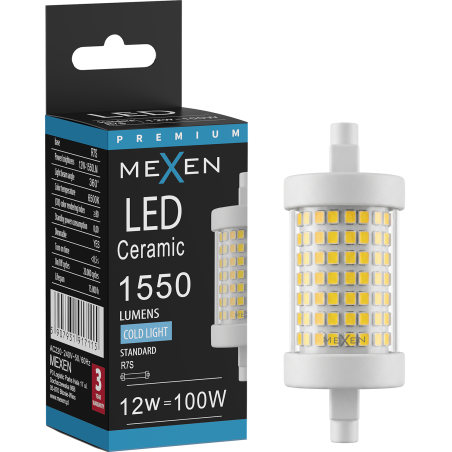 Mexen Vega Dimmable LED Bulb R7S, 12W, Cool - 6500K, 1550 lm - L125-R7S-1265-01