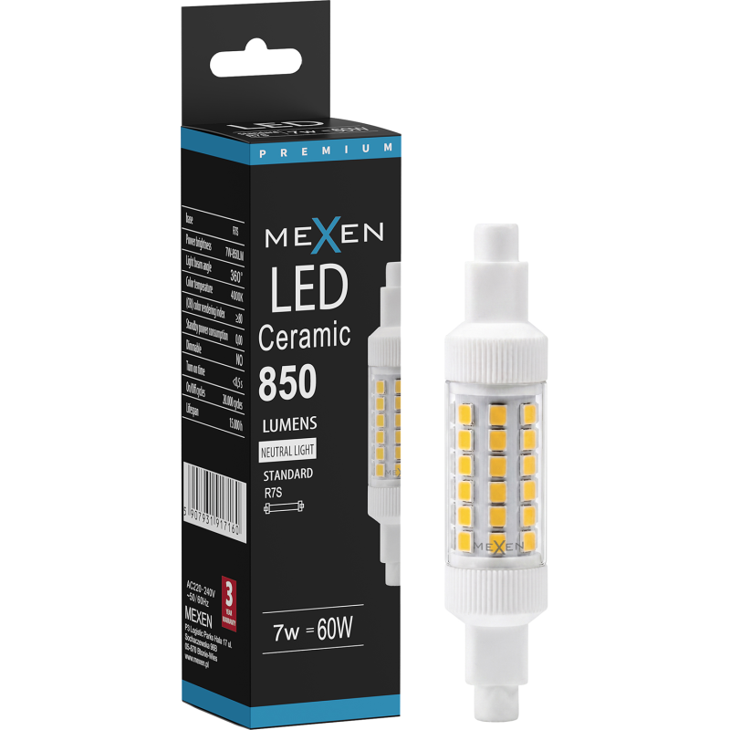 Mexen Vega LED Bulb R7S, 7W, Neutral - 4000K, 850 lm - L126-R7S-0740-01