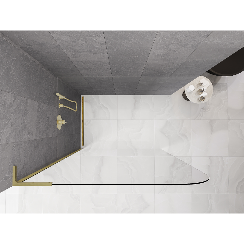 Mexen Kioto-P L Walk-in Shower Screen 70 x 200 cm, Transparent 8 mm, Brushed Gold - 800-070-103-55-00-P