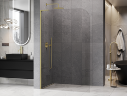 Mexen Kioto-P L Walk-in Shower Screen 110 x 200 cm, Transparent 8 mm, Brushed Gold - 800-110-103-55-00-P