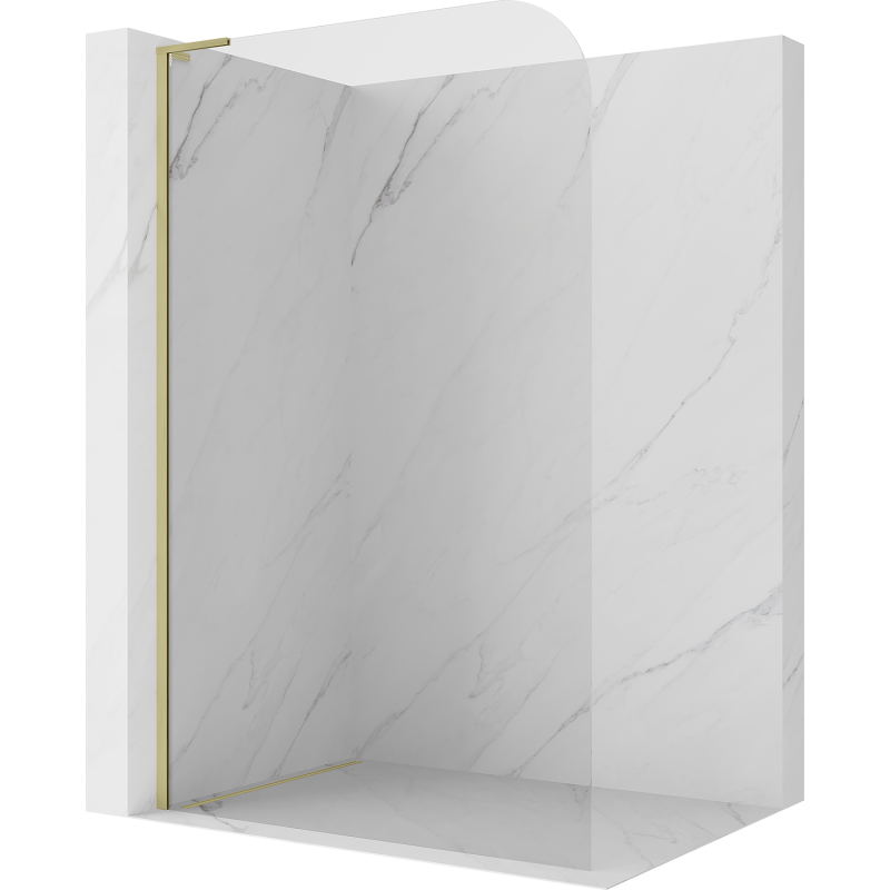 Mexen Kioto-P L Walk-in Shower Screen 110 x 200 cm, Transparent 8 mm, Brushed Gold - 800-110-103-55-00-P