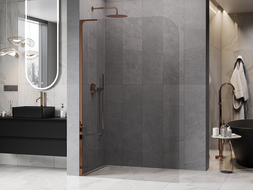 Mexen Kioto-P L Walk-in Shower Wall 100 x 200 cm, Transparent 8 mm, Rose Gold - 800-100-103-60-00-P