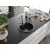 Mexen Diego 1-bowl granite sink with Duero kitchen faucet, black/gold metallic - 6512-75-671600-00