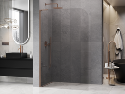 Mexen Kioto-P L Walk-in Shower Wall 80 x 200 cm, Transparent 8 mm, Brushed Copper - 800-080-103-65-00-P
