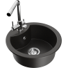 Mexen Diego 1-bowl granite sink with Duero kitchen faucet, black/gold metallic - 6512-75-671600-00