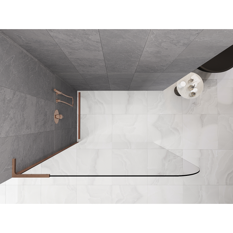 Mexen Kioto-P L Walk-in Shower Panel 110 x 200 cm, Transparent 8 mm, Brushed Copper - 800-110-103-65-00-P