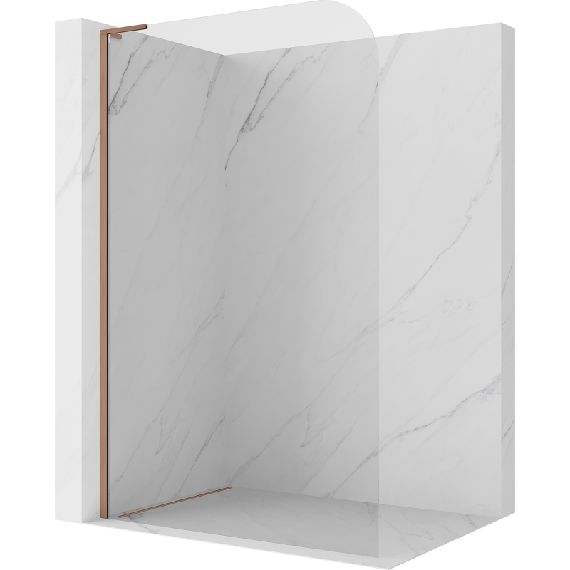 Mexen Kioto-P L Walk-in Shower Wall 120 x 200 cm, Transparent 8 mm, Brushed Copper - 800-120-103-65-00-P