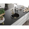 Mexen Diego 1-bowl granite sink with Duero kitchen mixer tap, black/gold metallic - 6512-75-671600-50