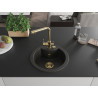 Mexen Diego granit sink 1-bowl with Duero kitchen faucet, black/golden metallic - 6512-75-671600-50