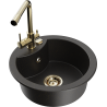 Mexen Diego 1-compartment granite sink with a kitchen mixer tap Duero, Black/Gold metallic - 6512-75-671600-50