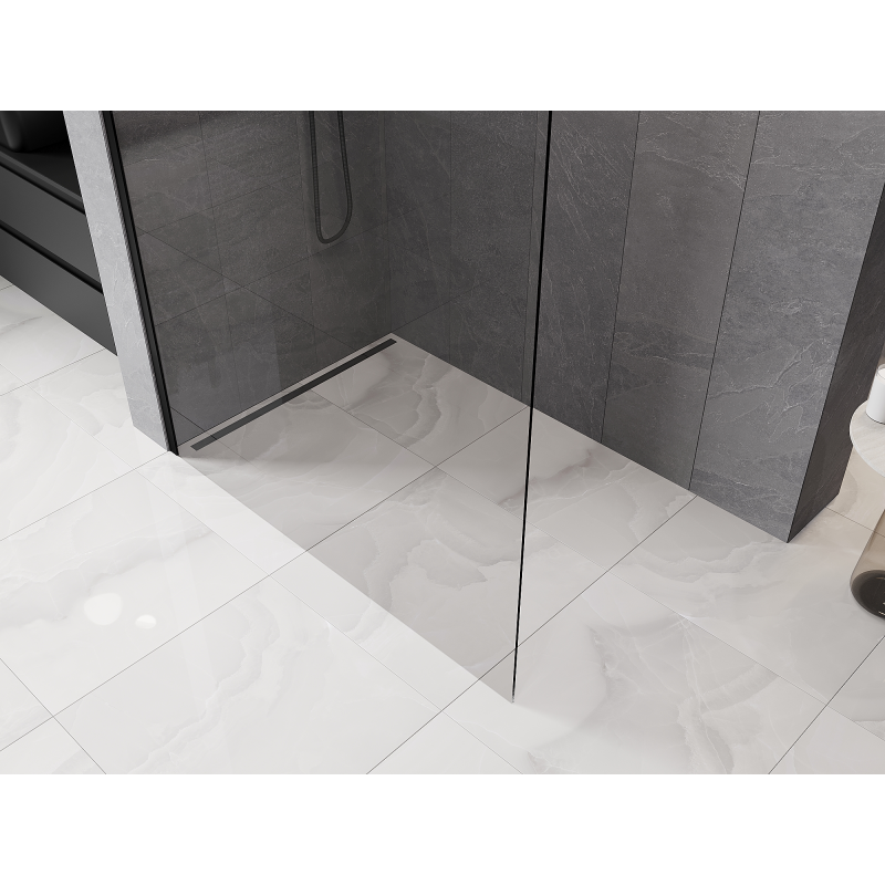 Mexen Kioto-P L Walk-in shower wall 90 x 200 cm, transparent 8 mm, black - 800-090-103-70-00-P