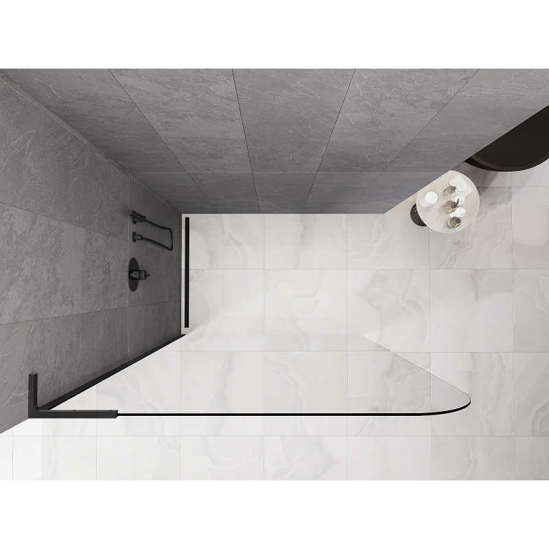 Mexen Kioto-P L Walk-in Shower Wall 120 x 200 cm, Transparent 8 mm, Black - 800-120-103-70-00-P