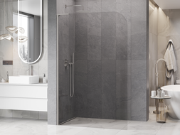 Mexen Kioto-P L Walk-in Shower Wall 110 x 200 cm, Transparent 8 mm, Brushed Nickel - 800-110-103-97-00-P