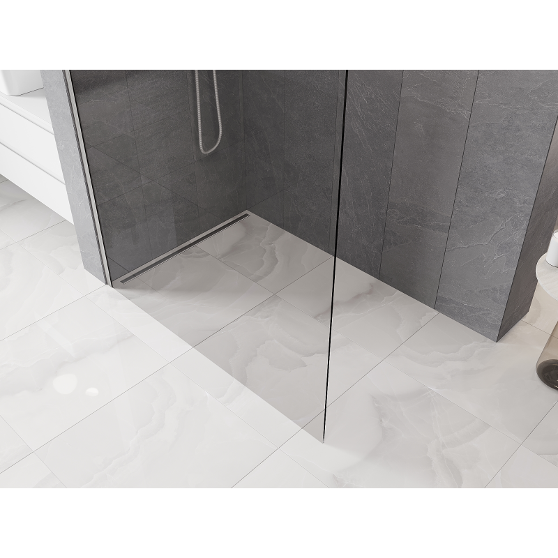 Mexen Kioto-P L Walk-in Shower Wall 110 x 200 cm, Transparent 8 mm, Brushed Nickel - 800-110-103-97-00-P