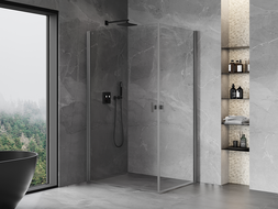 Mexen Mist-B Duo Swing Shower Cabin 75 x 70 cm, Transparent, Brushed Gun Gray - 8A2-075-070-66-00