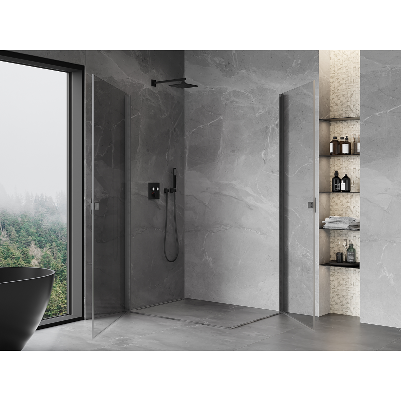Mexen Mist-B Duo hinged shower cabin 80 x 70 cm, transparent, brushed gun gray - 8A2-080-070-66-00