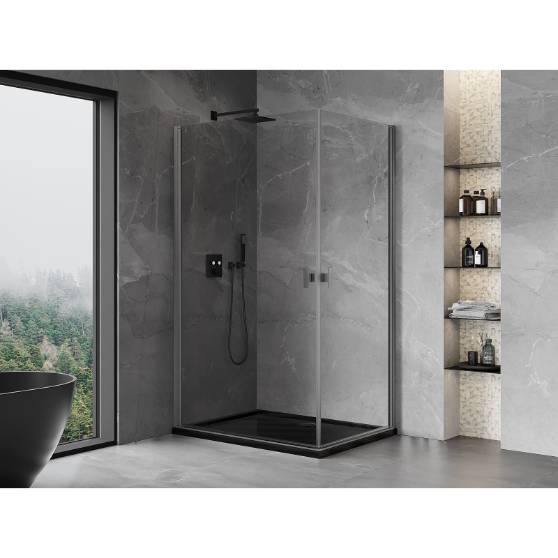 Mexen Mist-B Duo shower cabin, swing door 95 x 70 cm, transparent, brushed gun gray - 8A2-095-070-66-00