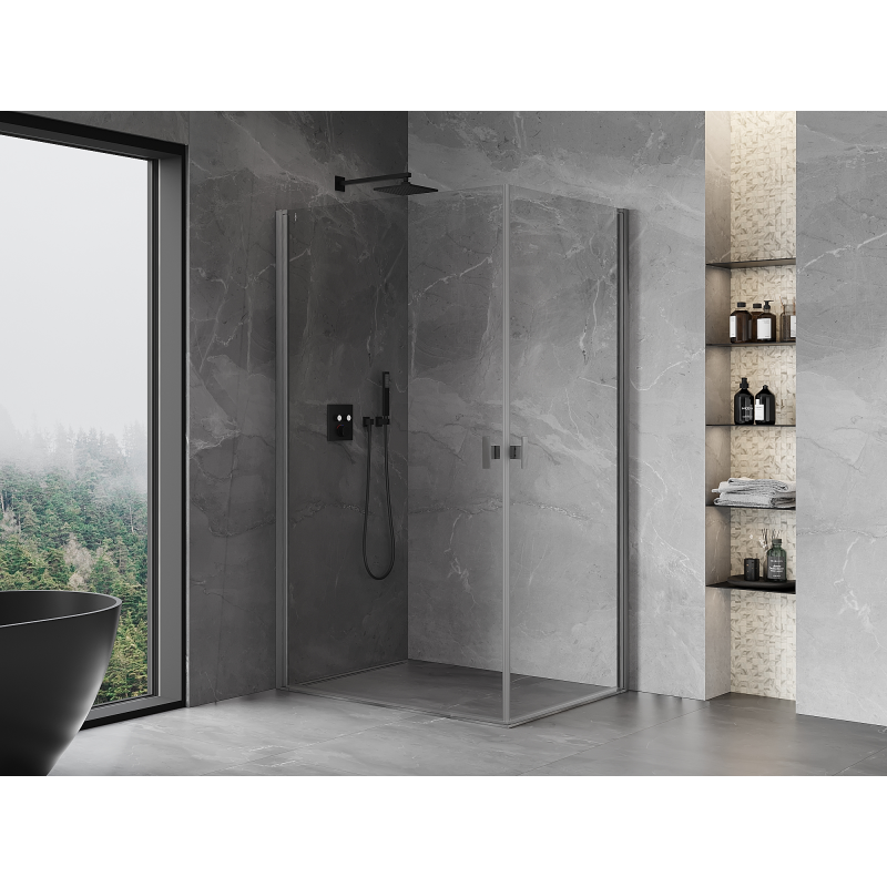 Mexen Mist-B Duo shower cabin, swing door 95 x 70 cm, transparent, brushed gun gray - 8A2-095-070-66-00