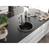 Mexen Diego granite kitchen sink 1-bowl with Duero kitchen faucet, black/gold metallic - 6512-75-671600-50-B