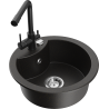Mexen Diego 1-bowl granite sink with kitchen faucet Duero, black/golden metallic - 6512-75-671600-70