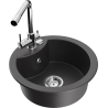 Mexen Diego granite sink 1-bowl with Duero kitchen tap, black speckled - 6512-76-671600-00