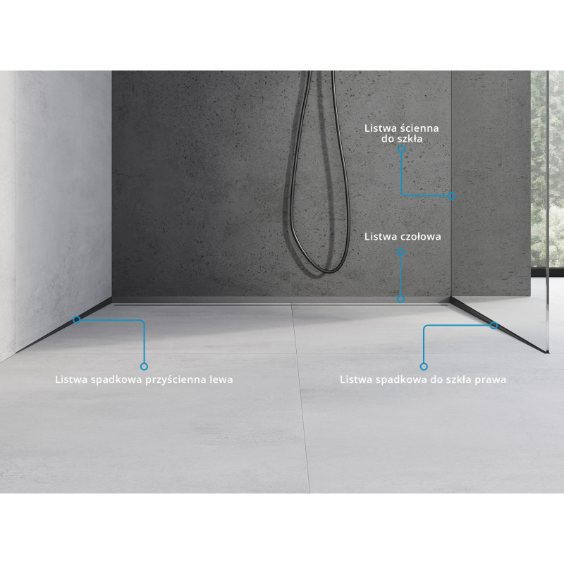 Mexen Line-B front shower strip 130 cm, gun gray brushed - 186603130U