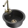 Mexen Diego 1-bowl granite sink with Duero kitchen faucet, black speckled - 6512-76-671600-50