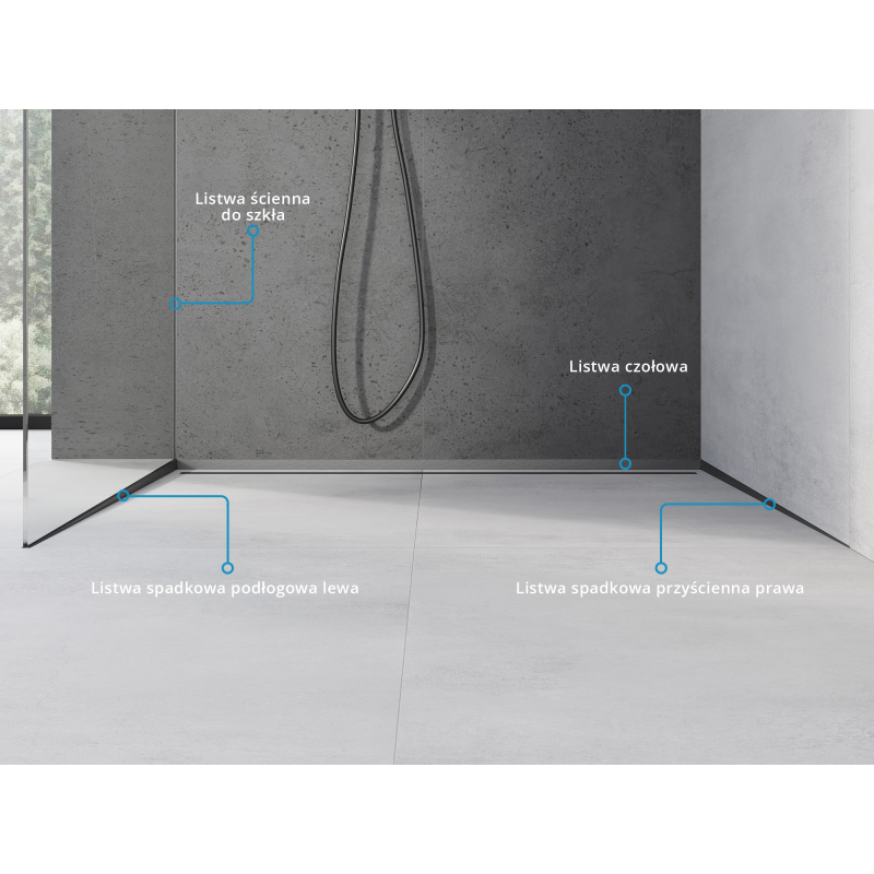 Mexen Line-B sloping strip for glass 120 cm left, gun gray brushed - 186604120L