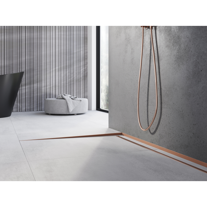 Mexen Line-B floor gradient strip 120 cm left, brushed copper - 186501120L