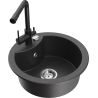 Mexen Diego 1-bowl granite sink with Duero kitchen faucet, black speckled - 6512-76-671600-70