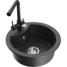 Mexen Diego 1-compartment granite sink with a kitchen mixer tap Duero, spotted black - 6512-76-671600-70
