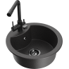 Mexen Diego 1-compartment granite sink with a kitchen mixer tap Duero, spotted black - 6512-76-671600-70-B