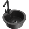 Mexen Diego granite kitchen sink with 1 basin and Duero faucet, speckled black - 6512-76-671600-70-B