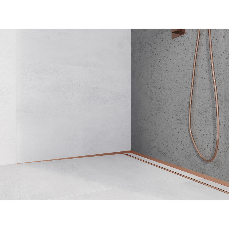 Mexen Line-B wall-mounted sloping strip 180 cm left, brushed copper - 186502180L