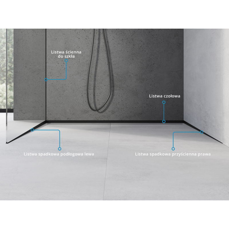 Mexen Line-B wall edge profile 120 cm right, black - 187002120R