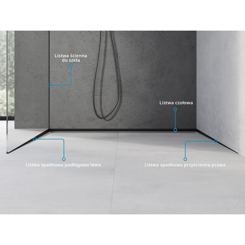 Mexen Line-B wall-mounted slope strip 120 cm right, black - 187002120R