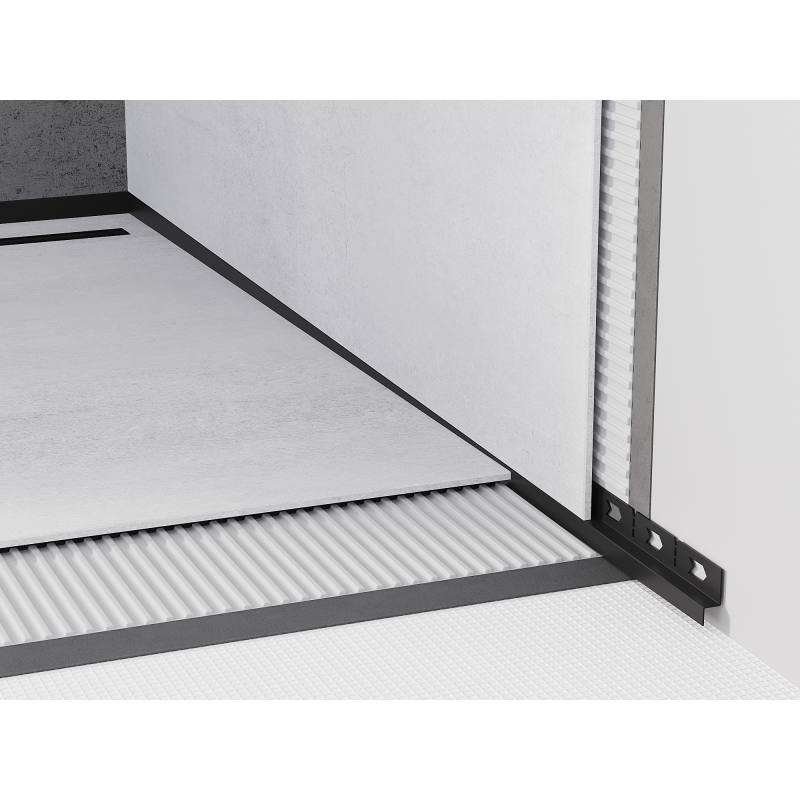 Mexen Line-B wall corner drainage strip 180 cm right, black - 187002180R
