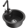 Mexen Diego 1-compartment granite sink with a kitchen mixer tap Duero, spotted black - 6512-76-671600-76