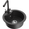Mexen Diego granite kitchen sink 1-bowl with Duero faucet, speckled black - 6512-76-671600-76