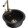 Mexen Diego 1-bowl granite sink with Duero kitchen faucet, black - 6512-77-671600-50