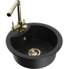 Mexen Diego 1-compartment granite sink with a kitchen mixer tap Duero, Black - 6512-77-671600-50