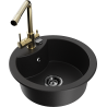 Mexen Diego granite kitchen sink 1-bowl with Duero kitchen faucet, black - 6512-77-671600-50-B