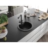 Mexen Diego single-bowl granite sink with Duero kitchen faucet, black - 6512-77-671600-70-B