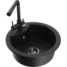 Mexen Diego 1-bowl granite sink with Duero kitchen mixer tap, black - 6512-77-671600-70-B