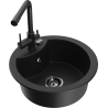 Mexen Diego 1-compartment granite sink with a kitchen mixer tap Duero, Black - 6512-77-671600-70-B
