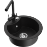 Mexen Diego 1-bowl granite sink with Duero kitchen tap, black - 6512-77-671600-70