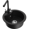 Mexen Diego single-bowl granite sink with Duero kitchen faucet, black - 6512-77-671600-70