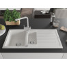 Mexen Andres granite sink 1.5-bowl with drainer and kitchen faucet Duero, white - 6515-20-671600-00