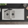 Mexen Andres granit sink 1.5-bowl with drainer and kitchen faucet Duero, white - 6515-20-671600-70